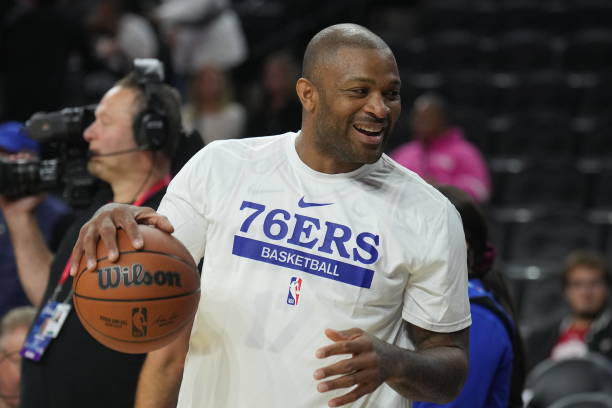 PHILADELPHIA, PA - OCTOBER 5: P.J. Tucker #17 of the Philadelphia 76ers smiles before a preseason game against the Cleveland Cavaliers on October 5, 2022 at the Wells Fargo Center in Philadelphia, Pennsylvania NOTE TO USER: User expressly acknowledges and agrees that, by downloading and/or using this Photograph, user is consenting to the terms and conditions of the Getty Images License Agreement. Mandatory Copyright Notice: Copyright 2022 NBAE (Photo by Jesse D. Garrabrant/NBAE via Getty Images)